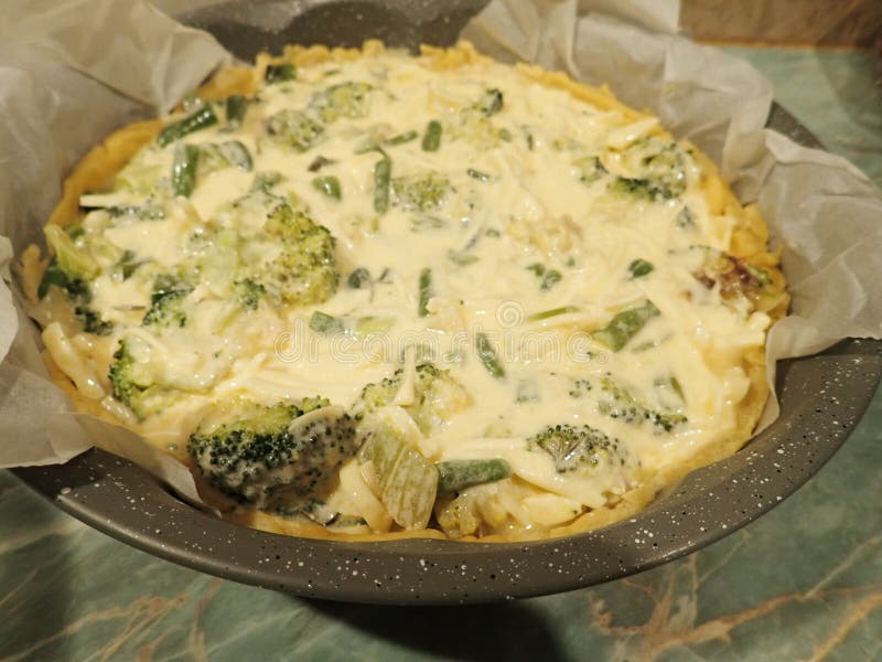 Homemade Green Vegetable Quiche with Cheese Stock Photo Image of