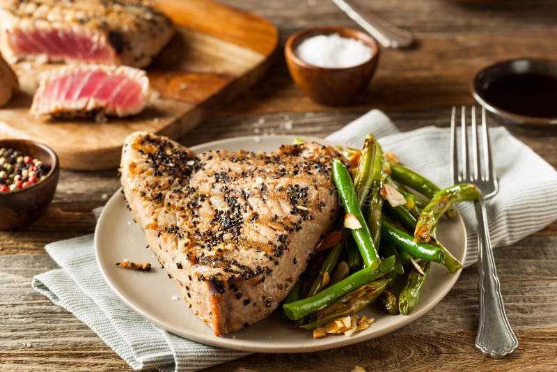 Homemade Grilled Sesame Tuna Steak Stock Image - Image of delicious ...