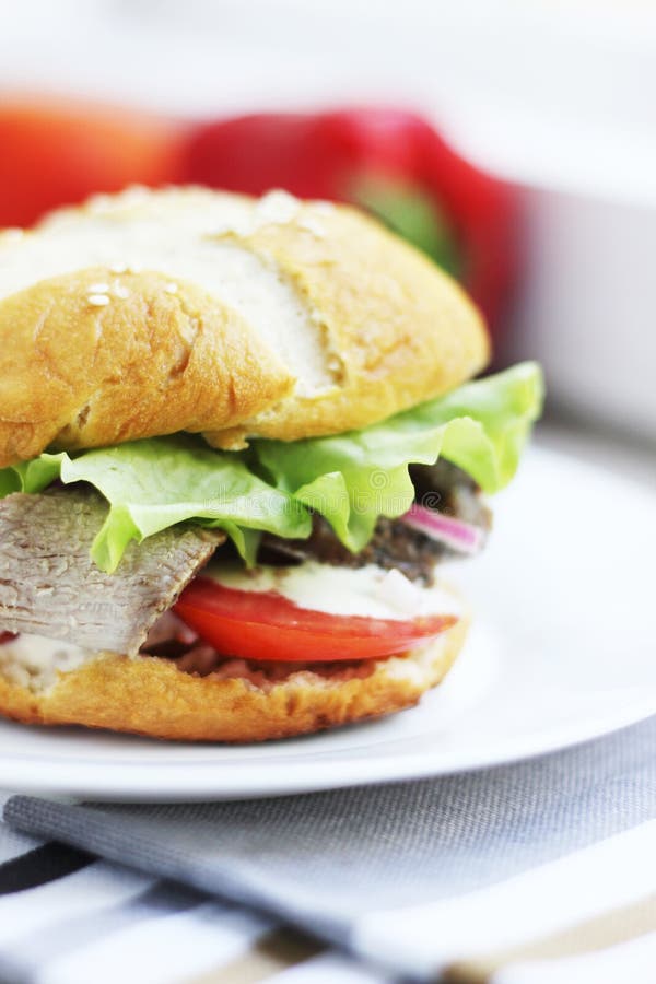 Homemade hamburger with meat and tomatoes stock photos Homemade hamburger with meat and tomatoes stock photos