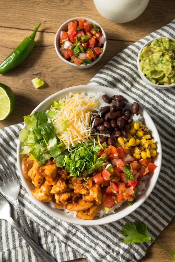 Homemade Healthy Chicken Burrito Bowl Stock Photo Image of bowl