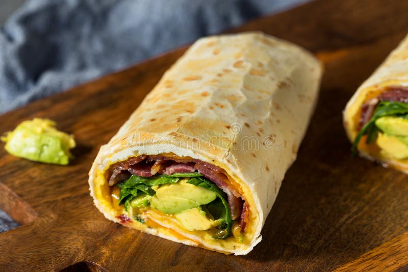 Homemade Healthy Trendy Breakfast Egg Burrito Stock Image - Image of