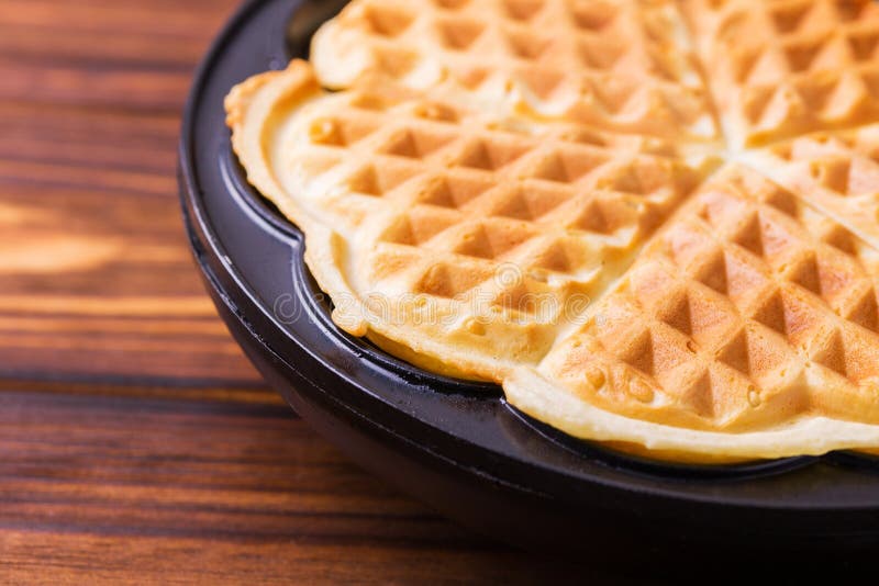 Homemade Heart Shaped Waffles in Iron Waffle Pan Stock Photo Image of