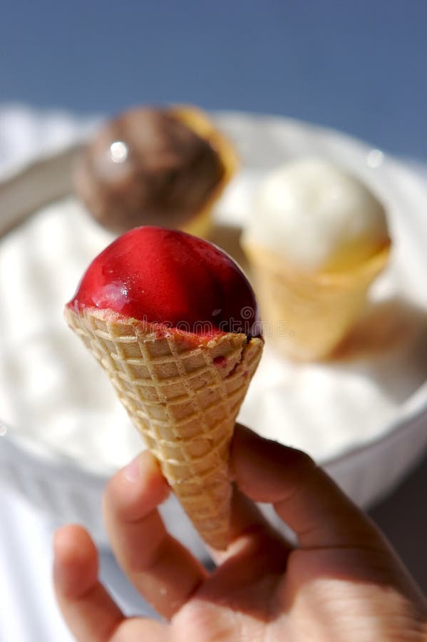 Homemade ice cream melting in sunlight