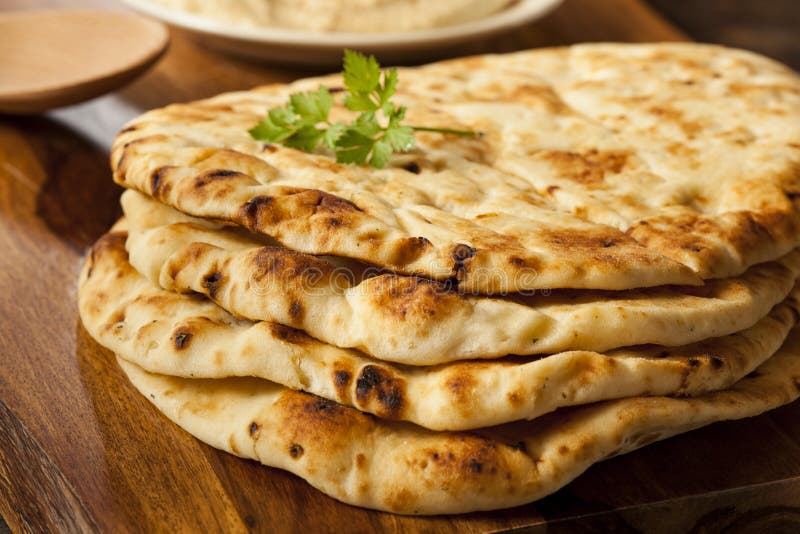 Homemade Indian Naan Flatbread stock photography