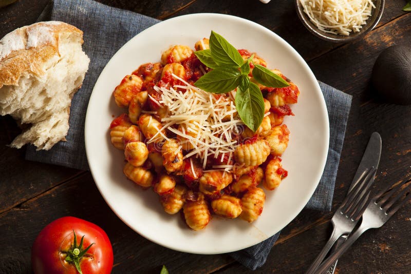 Homemade Italian Gnocchi with Red Sauce