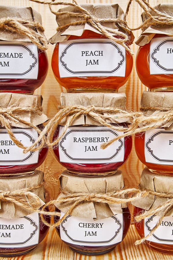 Homemade Jams in Glass Jars for Sale on Country Fair Stock Image