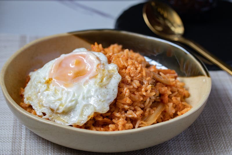 Homemade Kimchi Fried Rice with Fried Egg Stock Image - Image of diet