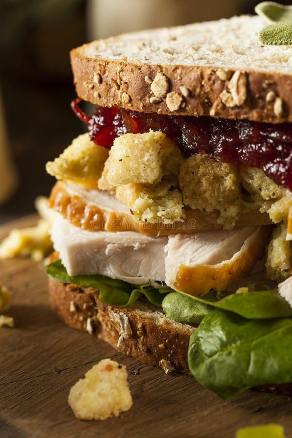 Homemade Leftover Thanksgiving Dinner Turkey Sandwich Stock Image ...