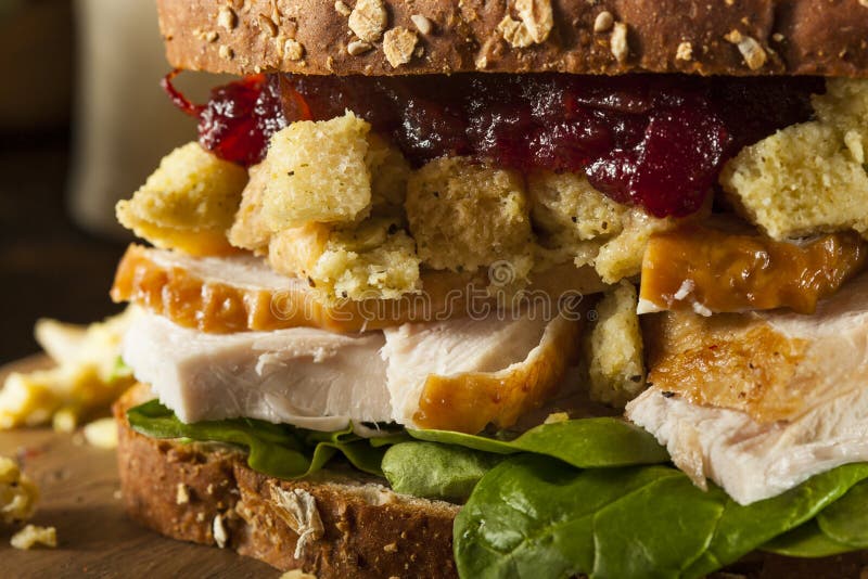 Homemade Leftover Thanksgiving Dinner Turkey Sandwich Stock Image