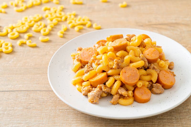 Macaroni Sausage and Minced Pork Stock Photo Image of fresh
