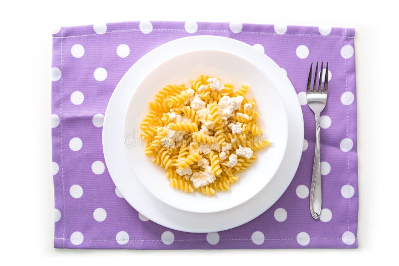 Homemade Macaroni And White Cottage Cheese And Sugar For Kids