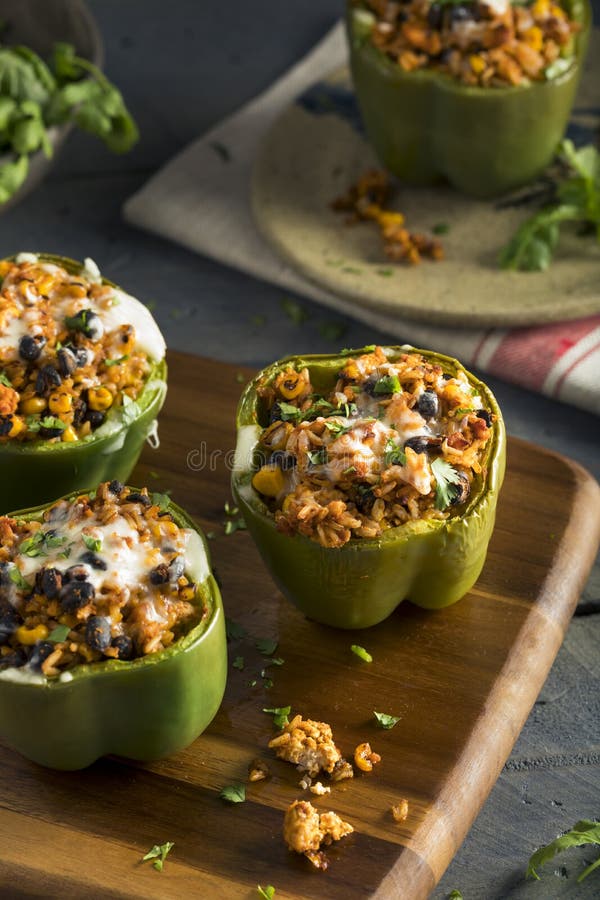 Homemade Meat and Rice Stuffed Bell Peppers stock photos Homemade Meat and Rice Stuffed Bell Peppers stock photos