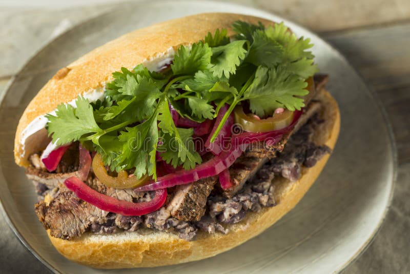 Homemade Mexican Beef Torta Sandwich Stock Photo - Image of roast ...