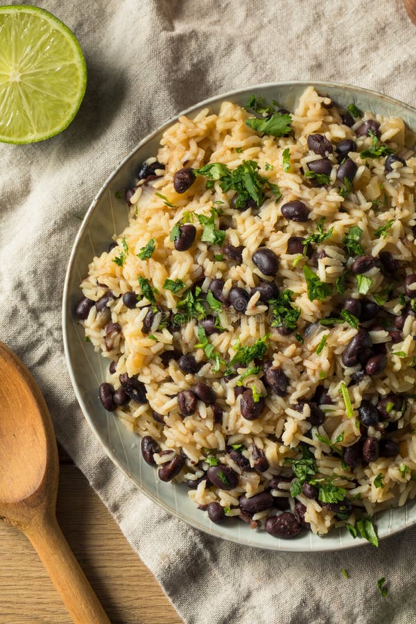 Homemade Mexican Black Beans and Rice Stock Photo Image of organic