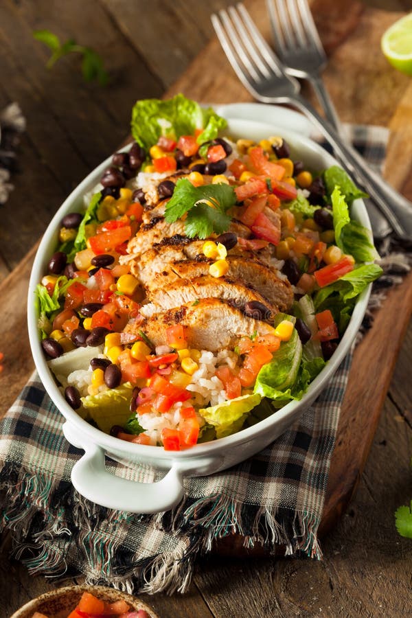 Homemade Mexican Chicken Burrito Bowl Stock Image - Image of grill ...