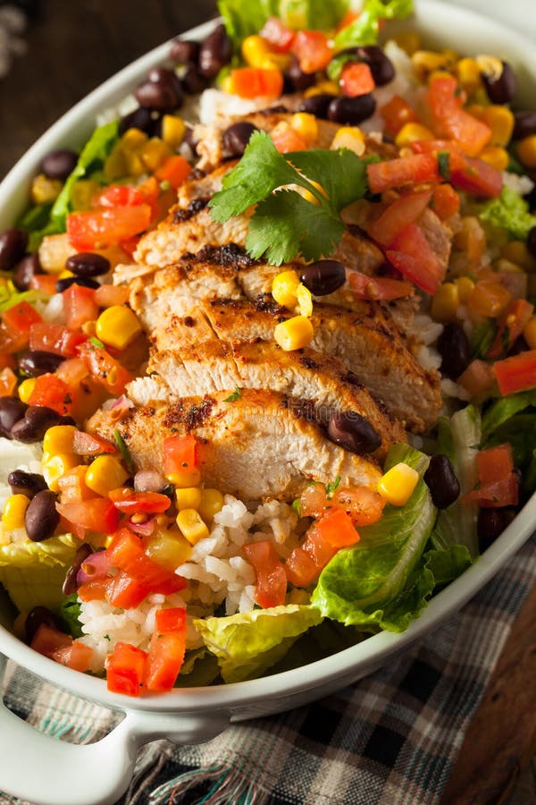 Homemade Mexican Chicken Burrito Bowl Stock Image Image of appetizer