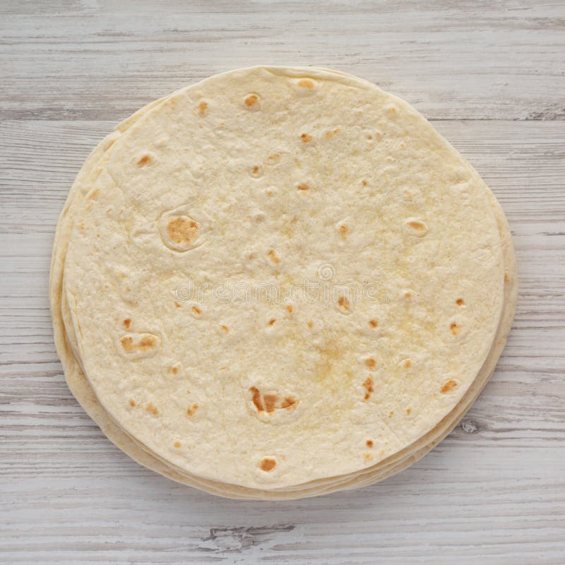 Homemade Mexican Corn Tortillas in a Stack, Top View. Flat Lay