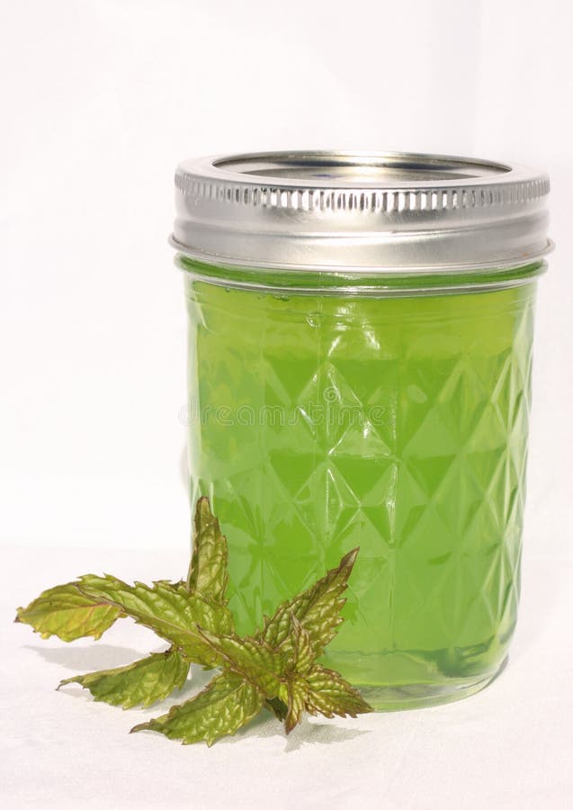 Homemade Mint Jelly with Mint Sprig Stock Image Image of frugal