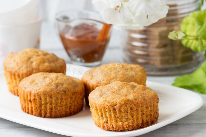Homemade Muffins and Caramel for Breakfast Stock Photo Image of