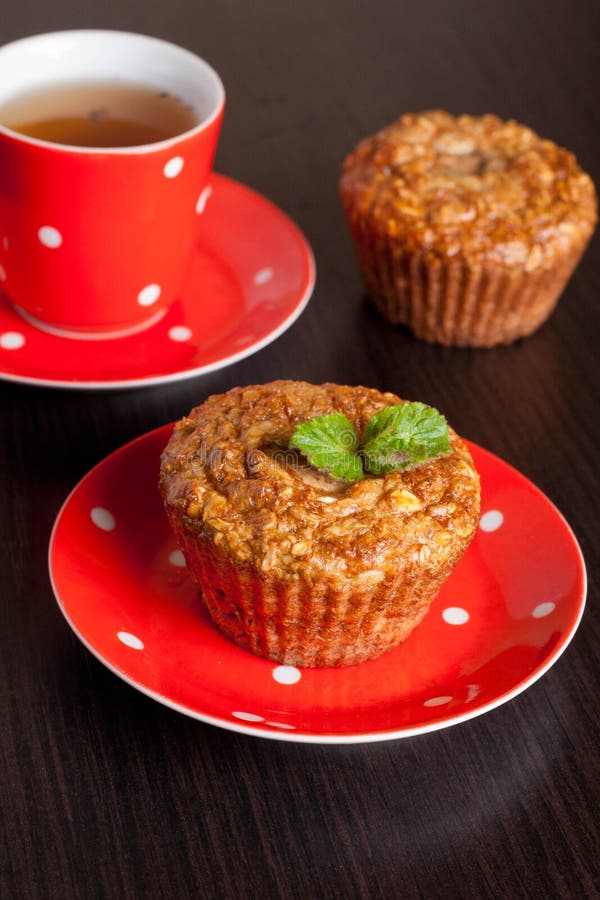 Homemade Muffins and Cup of Tea Stock Image Image of nuts, seasonal