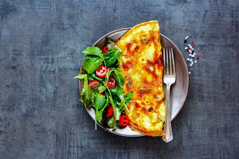 Mushroom omelette and salad stock images Mushroom omelette and salad stock images