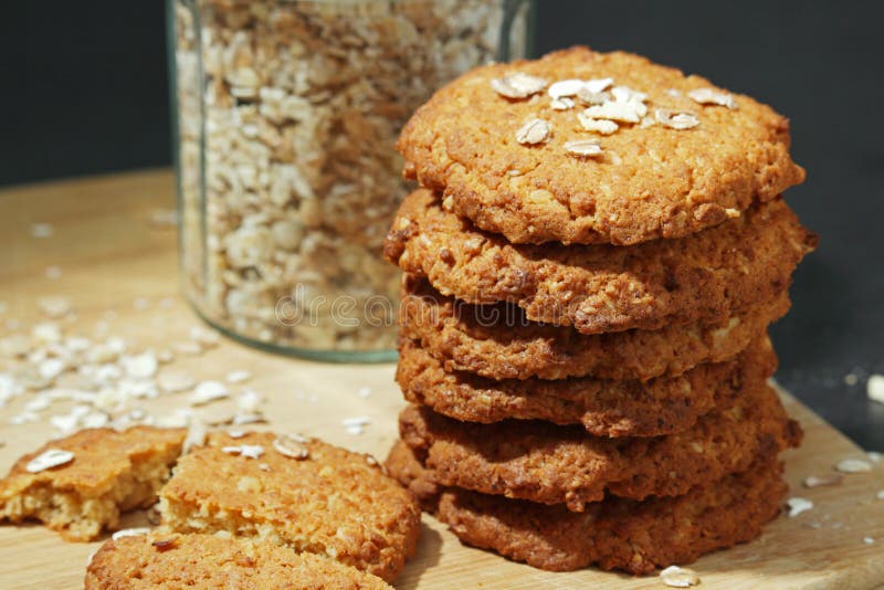 Homemade Oatmeal Cookie At Dark Background Stock Photo - Image of ...