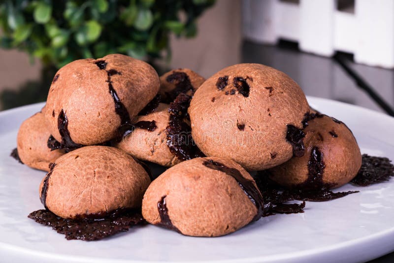 Homemade Chocolate Toasted Mochi Bun Stock Photo Image of calories, ball 194250536