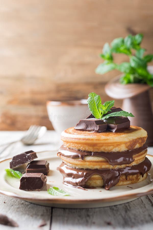 Homemade Pancakes with Chocolate Spread. Stock Image Image of kitchen
