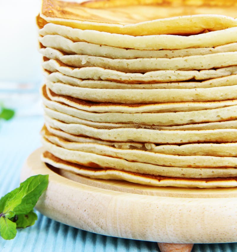 Homemade pancakes flapjack stock photo