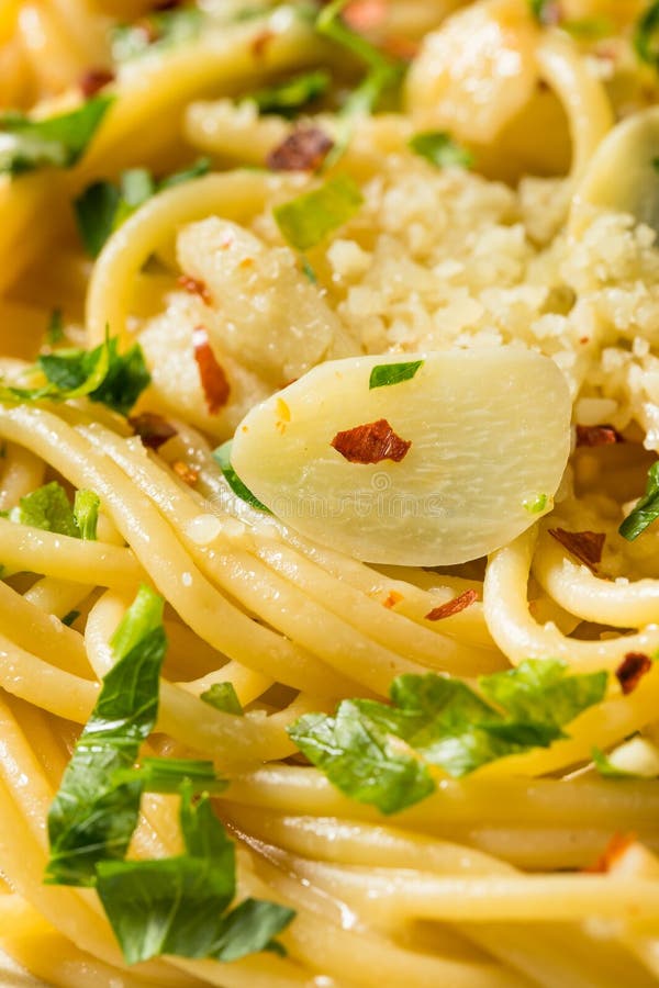 Homemade Pasta Aglio E Olio Dinner Stock Image Image of dish, noodle