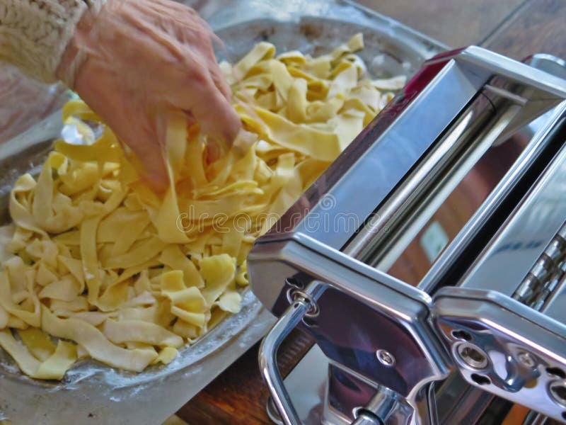 Homemade Pasta Machine and Noodles Stock Image Image of food, dough