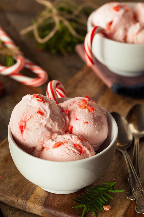 Homemade Peppermint Candy Cane Ice Cream stock photo Homemade Peppermint Candy Cane Ice Cream stock photo