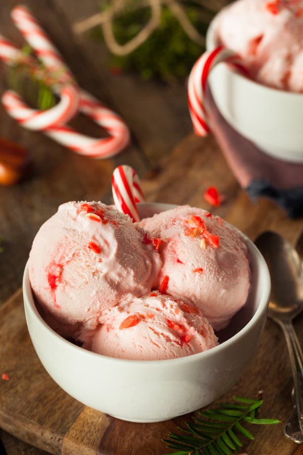 Homemade Peppermint Candy Cane Ice Cream Stock Image Image of holiday