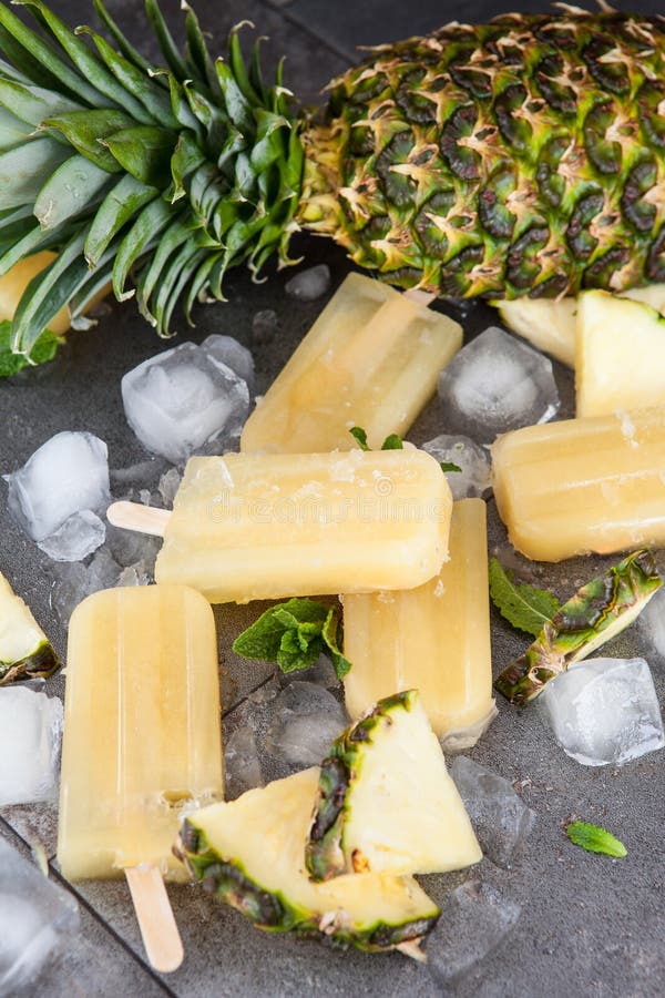 Homemade Pineapple Popsicles Stock Photo Image of homemade, exotic