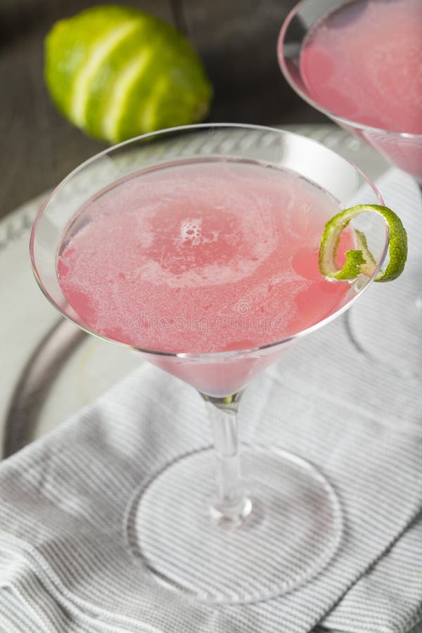 Homemade Pink Vodka Cosmopolitan Drink Stock Image Image of