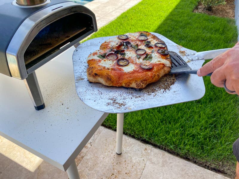 Homemade Pizza Being Cooked on Wood Fired Oven Stock Image Image of