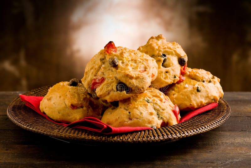 Homemade pizza rolls with olives and tomatos