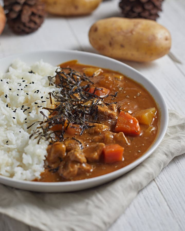 Homemade Pork Curry Japanese Style with Rice Stock Photo - Image of