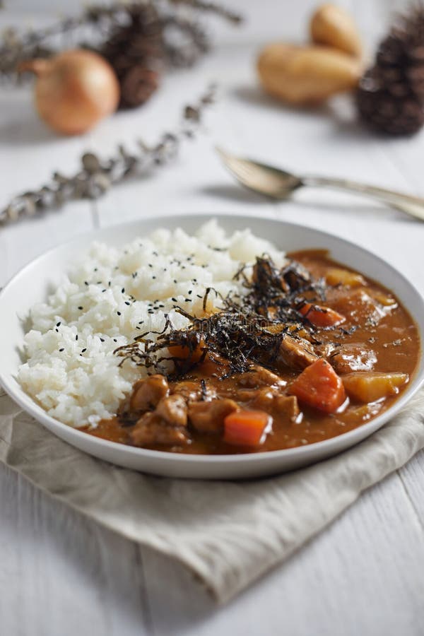 Homemade Pork Curry Japanese Style with Rice Stock Photo - Image of