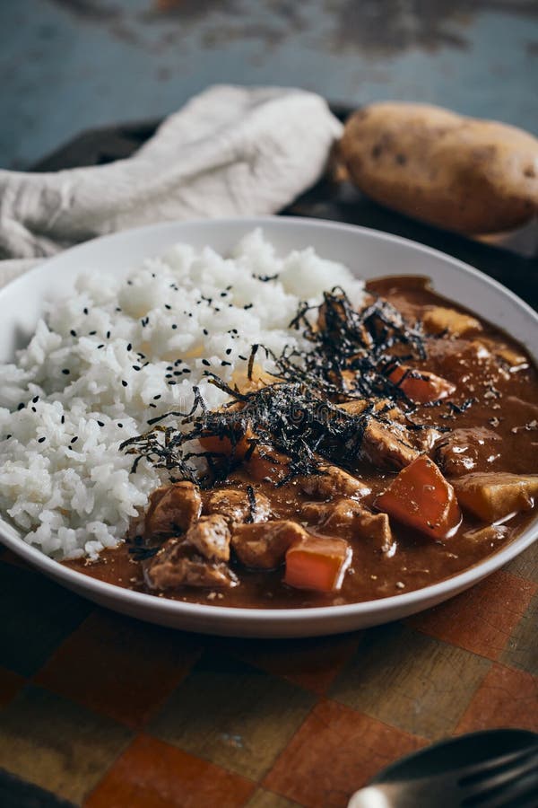 Homemade Pork Curry Japanese Style with Rice Stock Photo - Image of