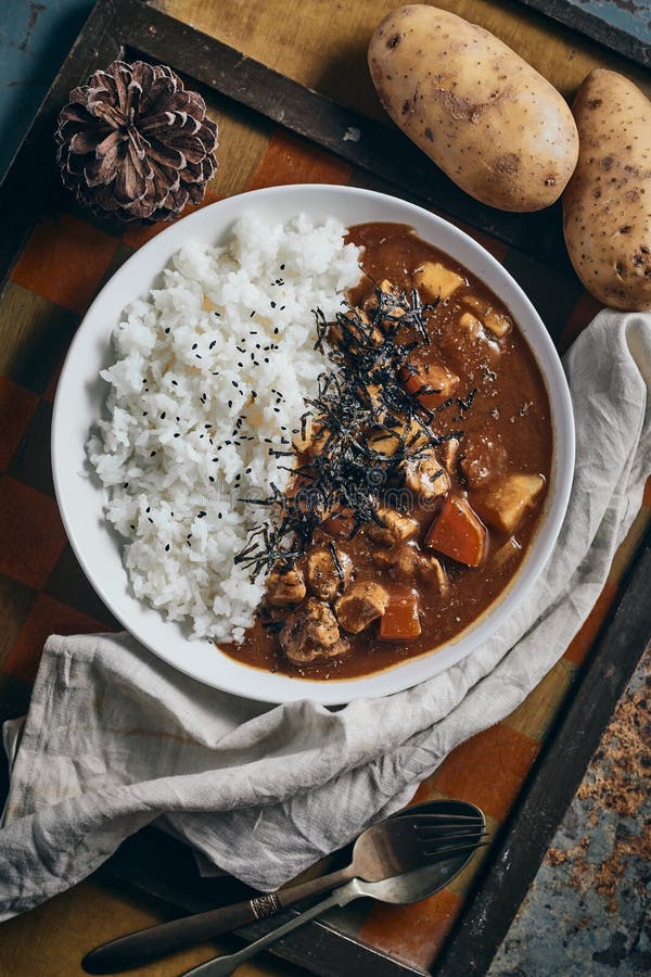 Homemade Pork Curry Japanese Style with Rice Stock Photo - Image of