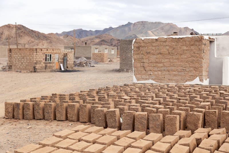 Traditional Homemade Production of Raw Clay Brick Laid Out in Stacks ...