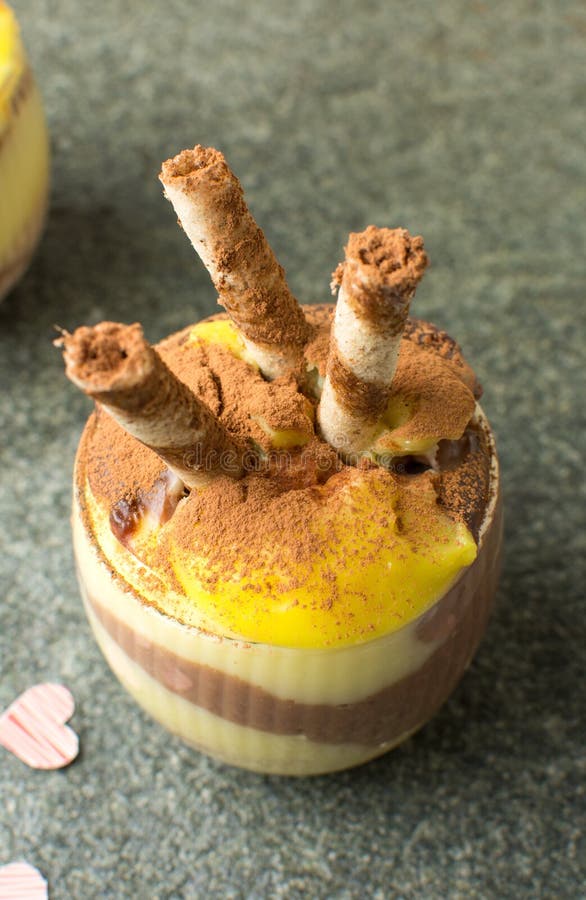 Homemade Pudding Mix of Vanilla and Chocolate Stock Photo Image of