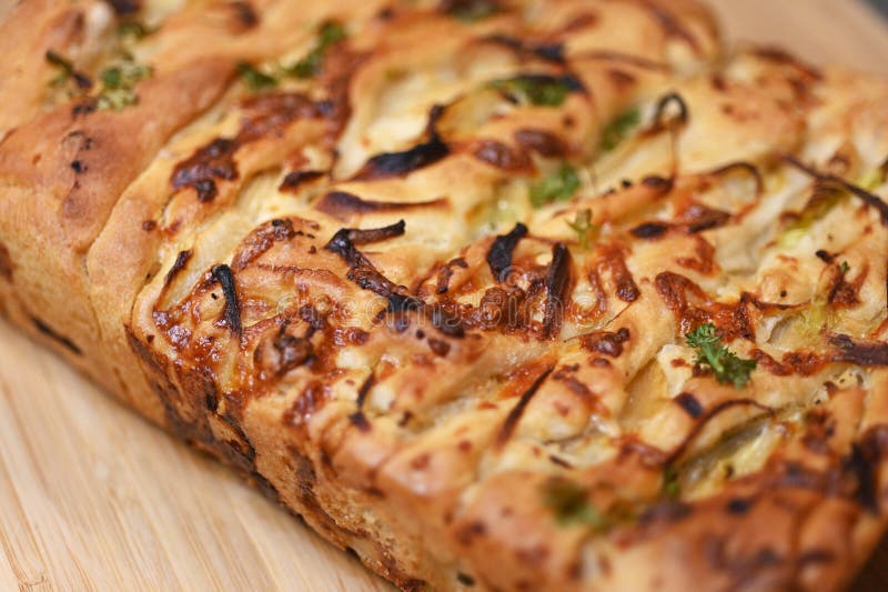 Homemade Pull Apart Cheese and Onion Bread Stock Photo Image of crust