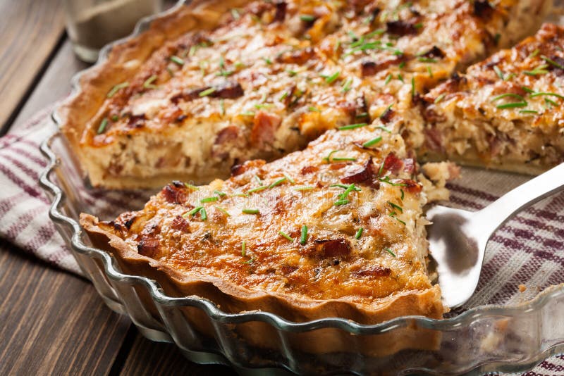 Homemade Quiche Lorraine with Bacon and Cheese Stock Image - Image of ...