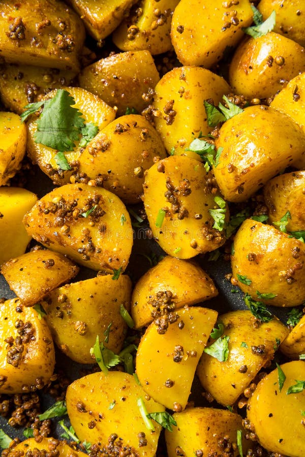 Homemade Roasted Mustard Seed Potatoes Stock Image Image of baked