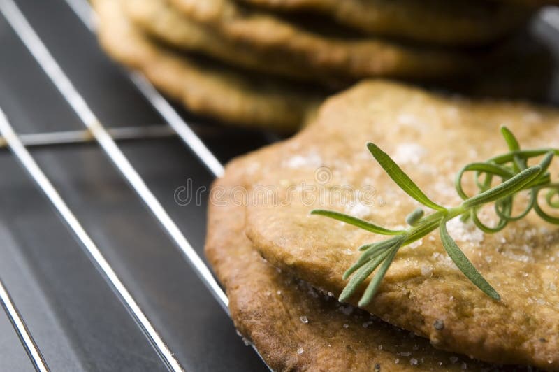 Homemade rustical crackers with rosemary