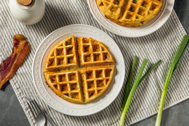 Homemade Savory Waffles for Breakfast Stock Image Image of cream