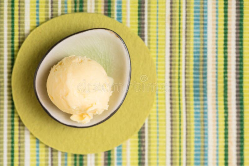 Homemade Scoop of Vanilla Ice Cream from Above Stock Image Image of