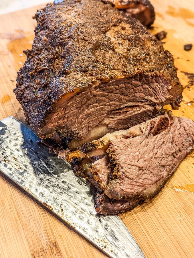 Homemade Smoked Barbecue Beef Brisket Stock Image Image of sliced